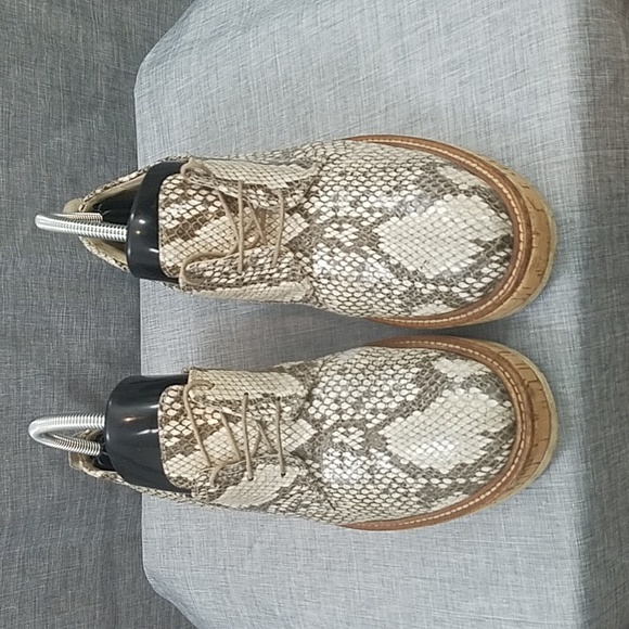 AGL Attilio Giusti Leomruni Oxfords Shoe  Snake Print Leather cork platform 41 - Picture 2 of 14